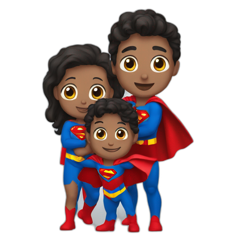 superman with two kids emoji