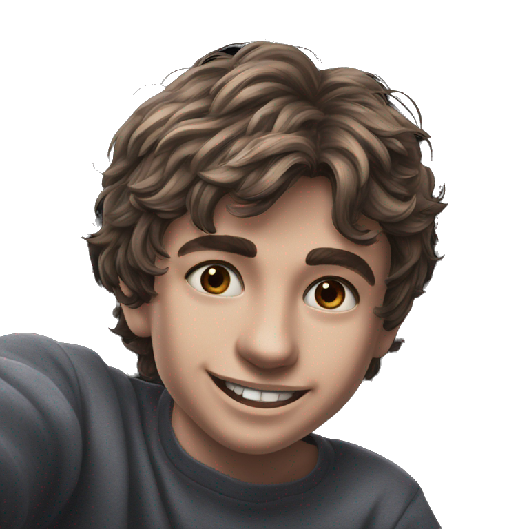 happy brown-haired boy smiling emoji