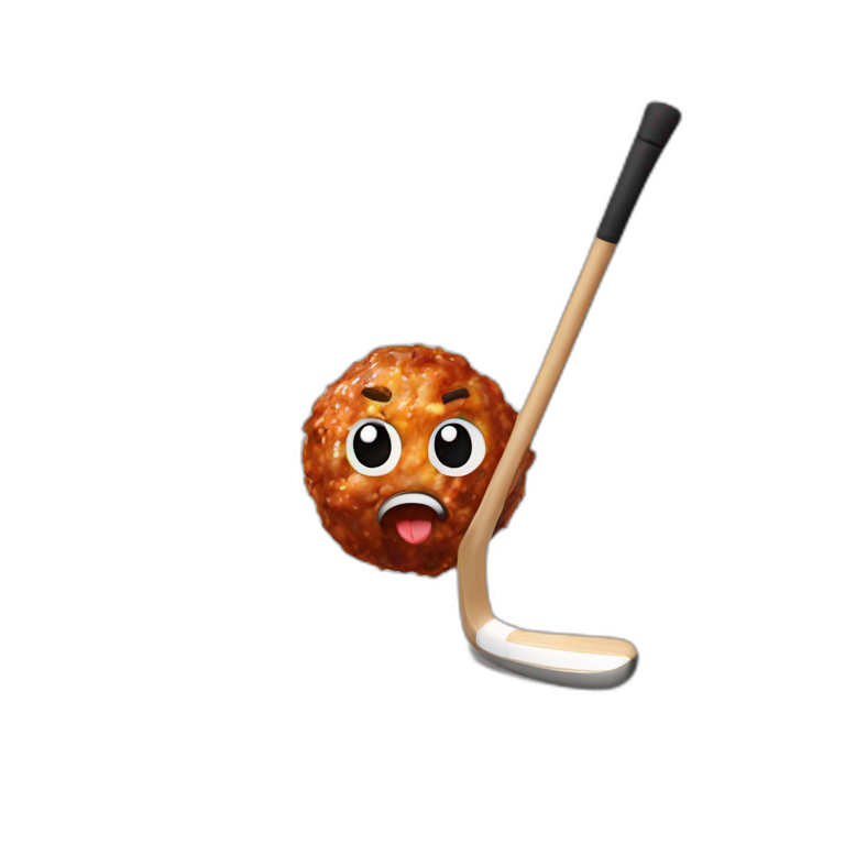 meatball with a hockey stick emoji