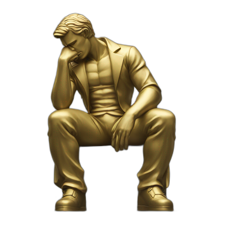 The thinker statue but fully clothed emoji