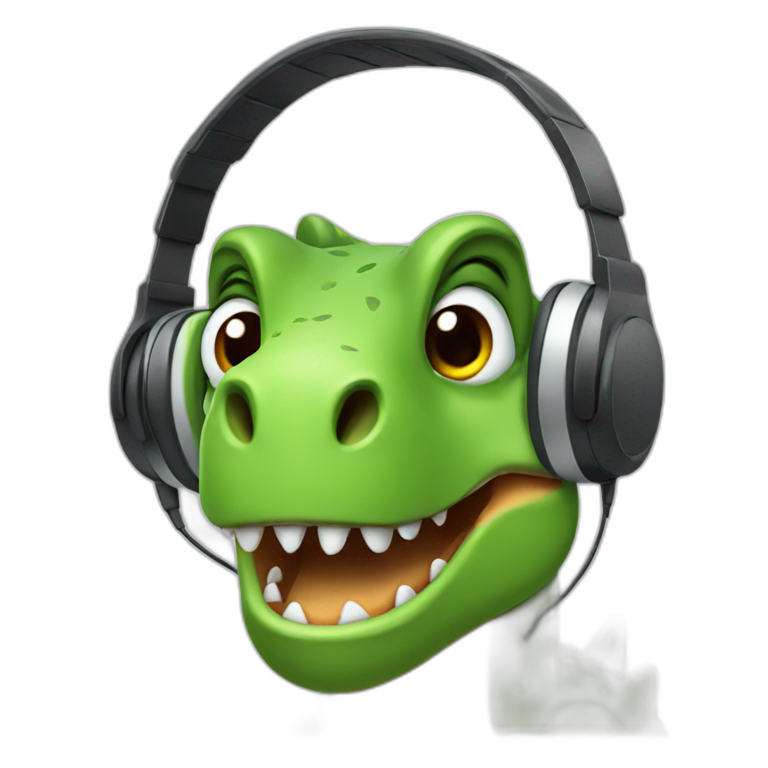 dinosaur with headphones emoji