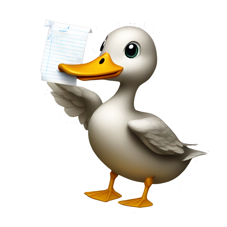 Duck holding paper writed number 2 emoji