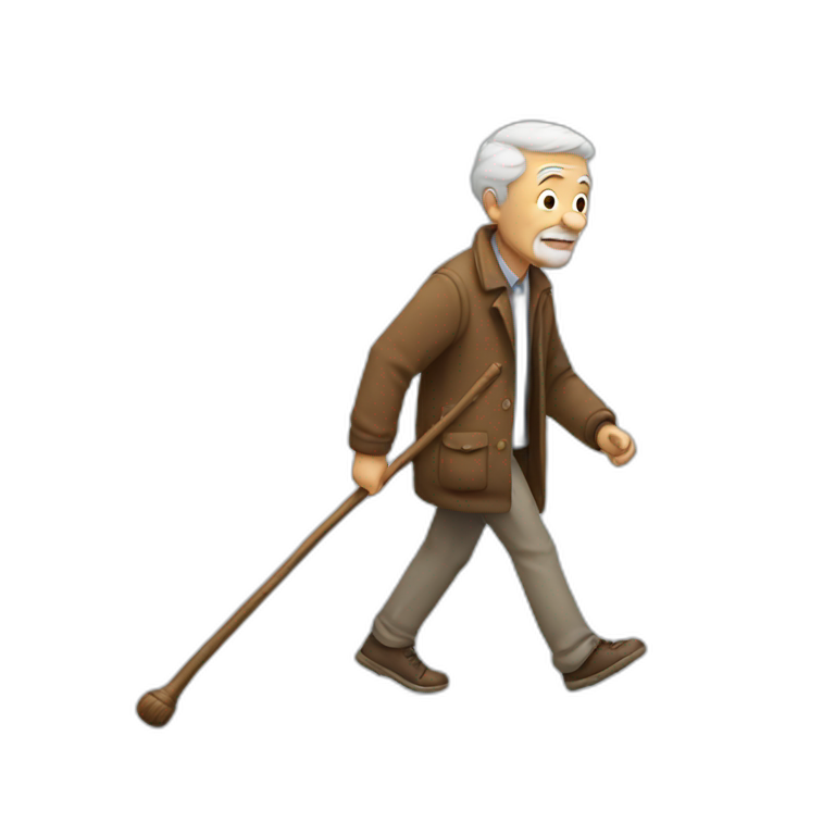 Old man walking with stick emoji