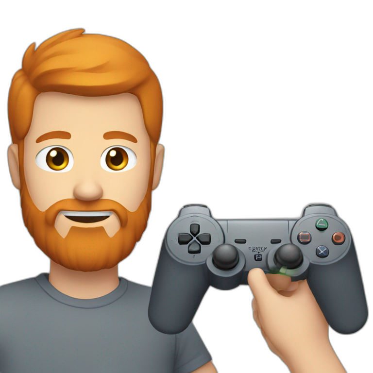 Man with a ginger beard playing playstation emoji