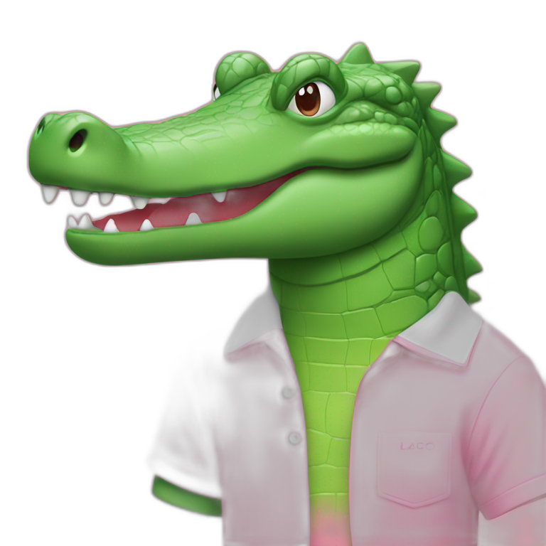 Crocodile with pink Lacoste tshirt emoji