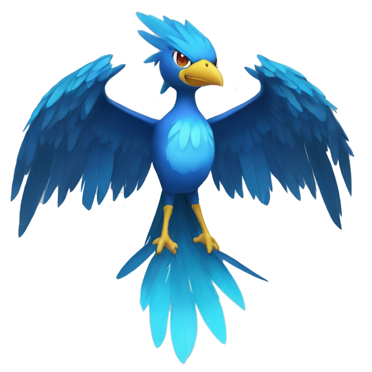 Edgy Fantasy legendary blue bird water-type-Hydro-Phoenix Fakemon full body emoji