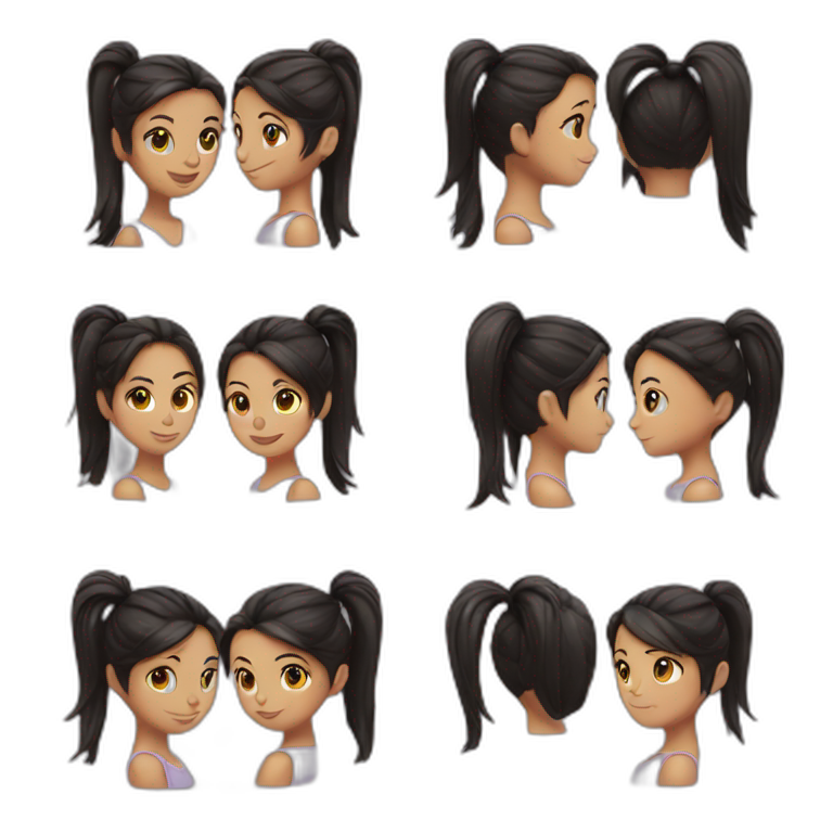 A girl with dark hair tied in a ponytail emoji