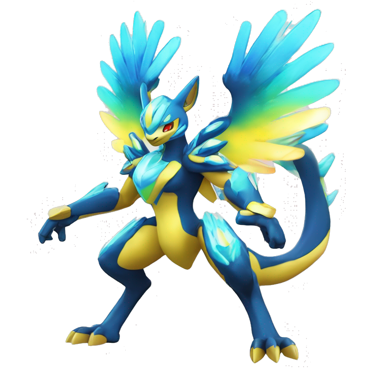 Celestial Powerful Shiny-Crystallic Colorful Vibrant Colors Flying Advanced Zeraora-Aurorus-Fakémon-Legendary-Pokémon-Creature Full Body emoji