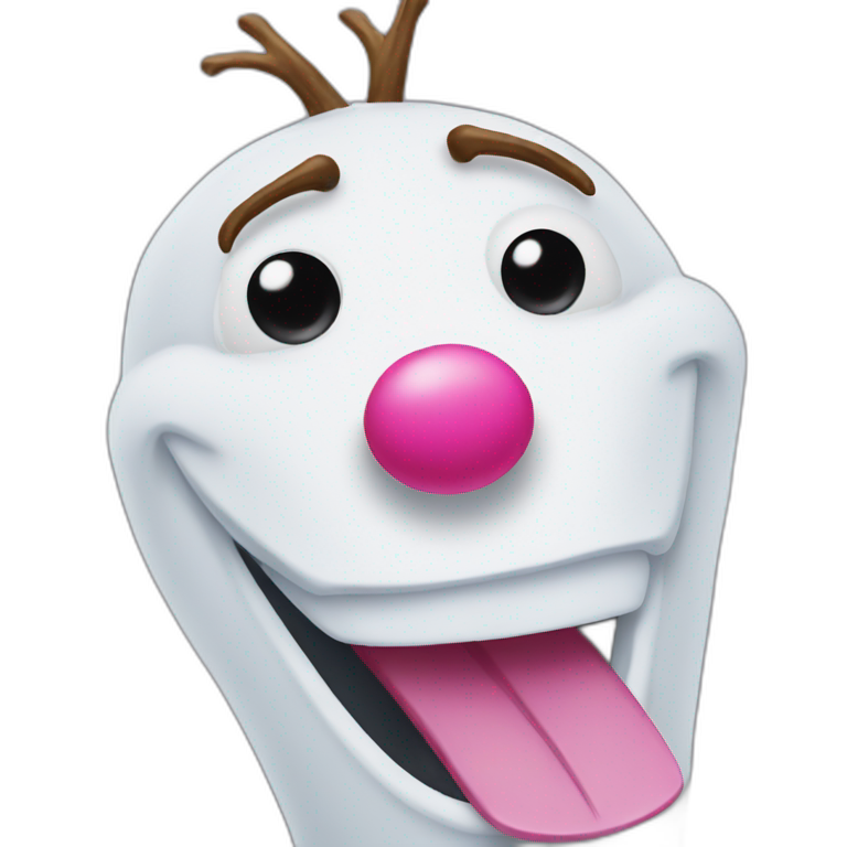 olaf with a pink nose emoji