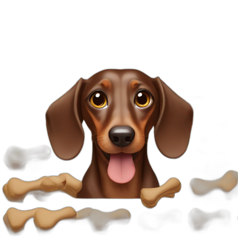 dachshund eating chocolated cream emoji