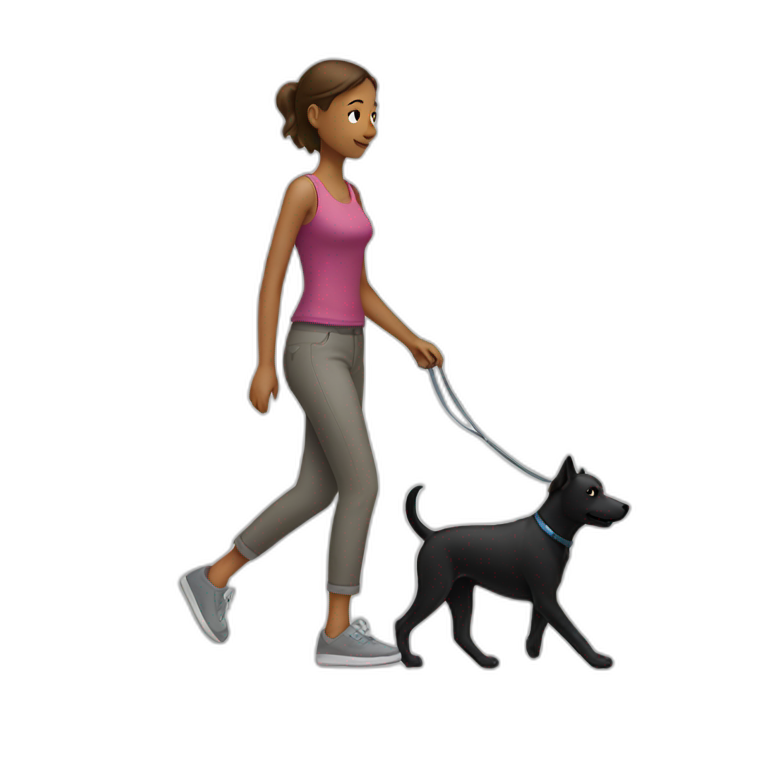 woman walking a black dog emoji