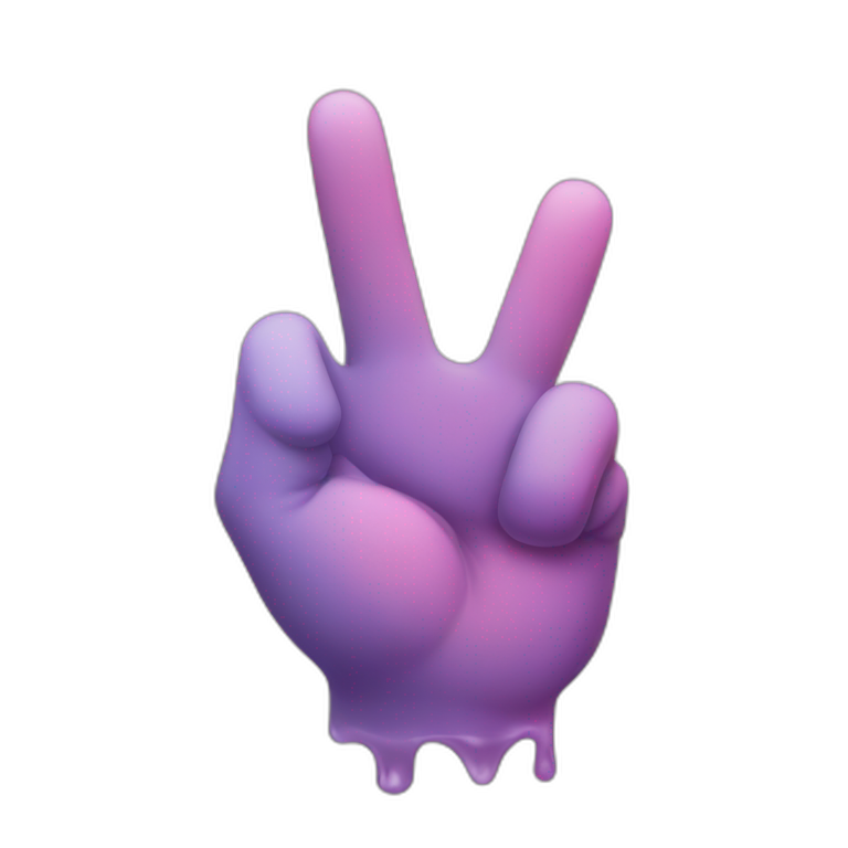 melting peace sign hand down emoji