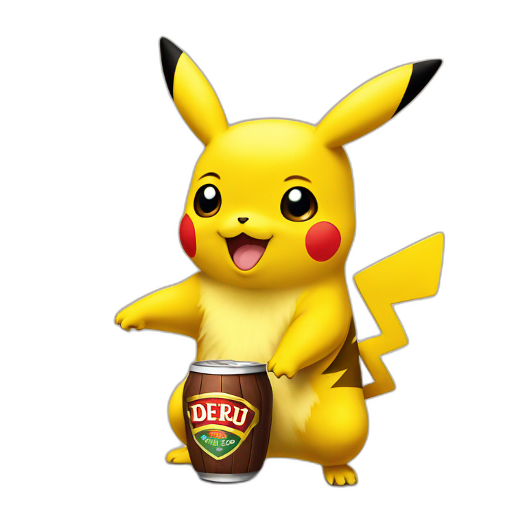 Pikachu qui boit de la bière emoji