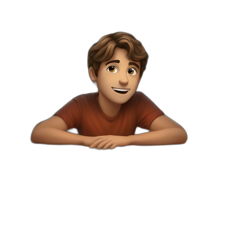 friendly brown-haired boy smiling emoji