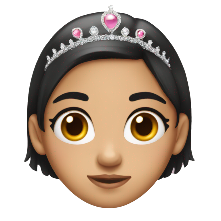 black hair girl rolling eyes with tiara emoji
