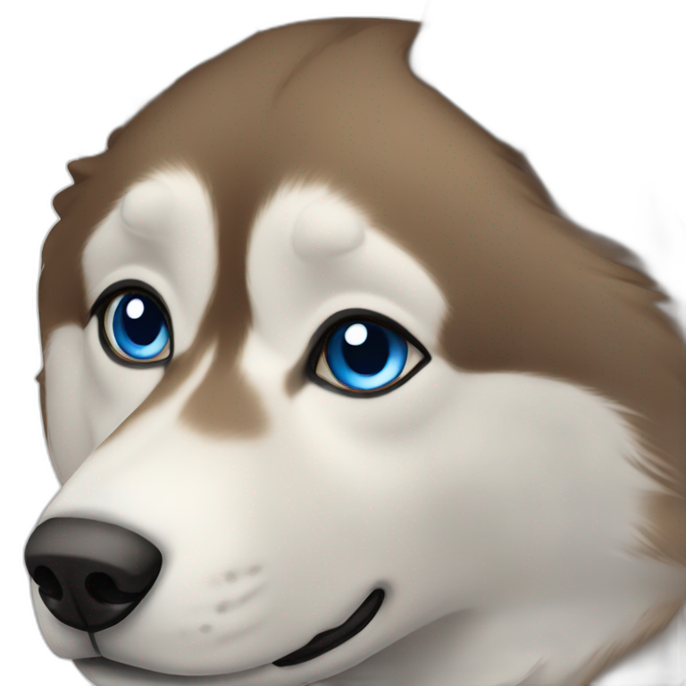 A brown husky with blue eyes emoji