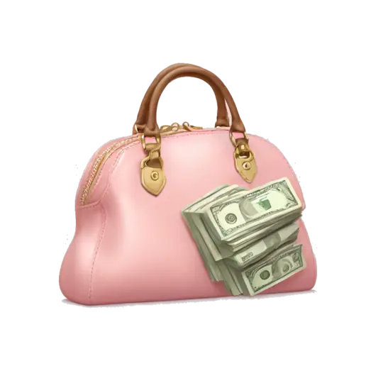 Pink purse filled with money emoji AI Emoji Generator