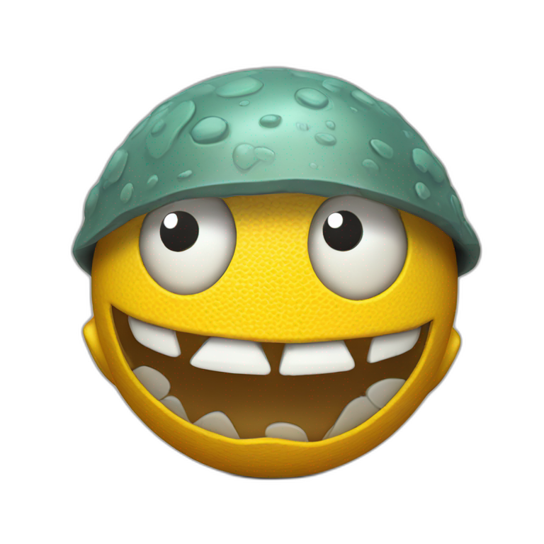 3d sphere with a cartoon Cod skin texture with big playful eyes emoji