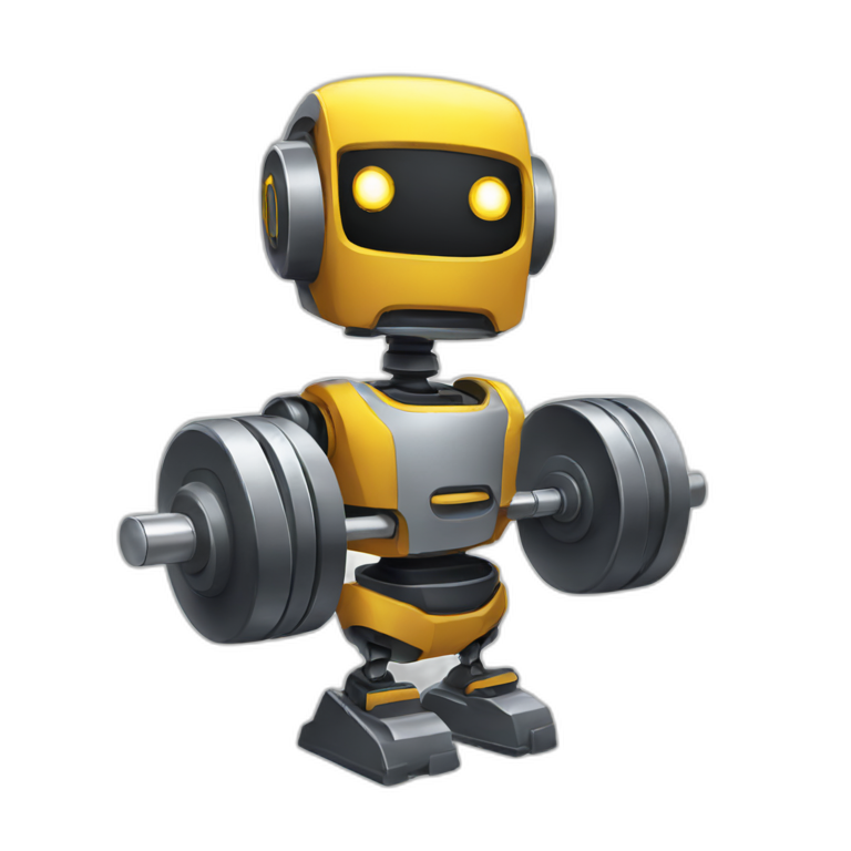 a robot dumbbell emoji