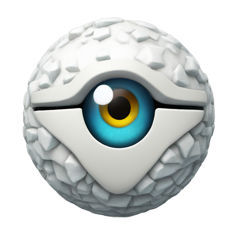 3d sphere with a cartoon Snow Golem skin texture with Eye of Horus emoji