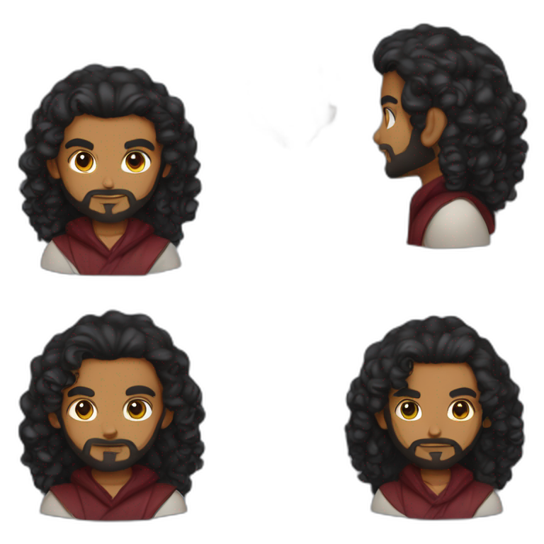 Dungeon master Sri Lankan long curly dark hair emoji