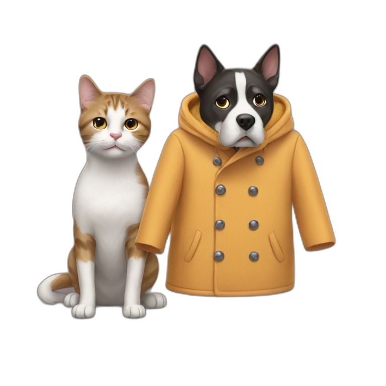 cat Ina coat and dog in a coat emoji