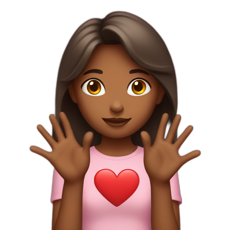 girl is showing heart with her hands emoji