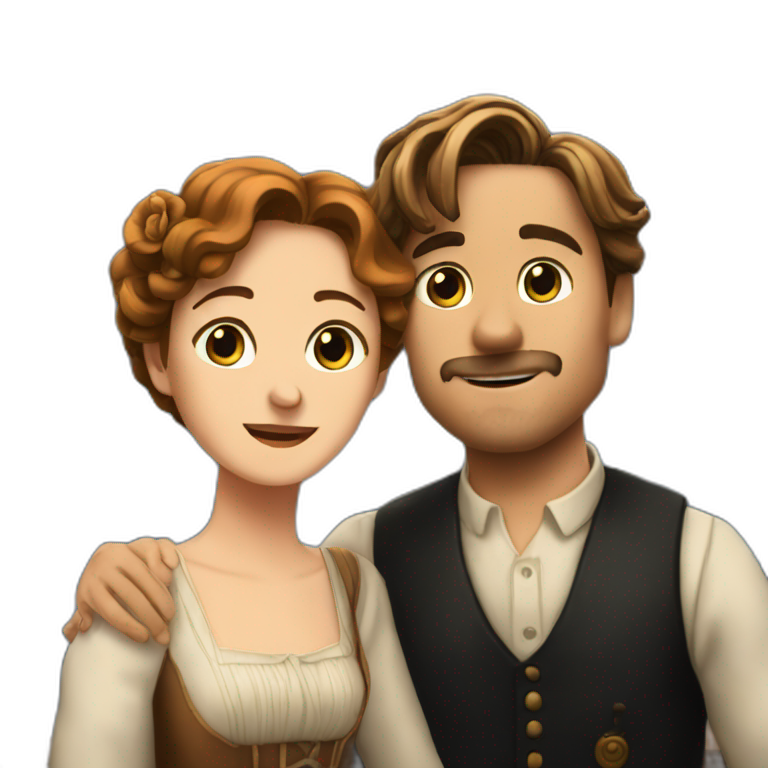 jack and rose at the front of the titanic emoji