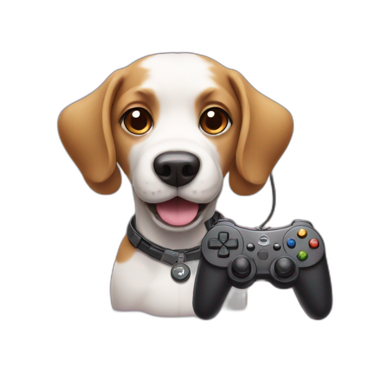 Dog with gaming controller emoji