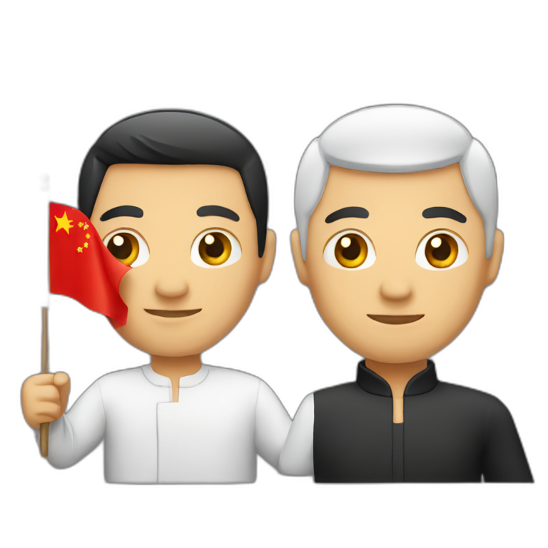 man holding Indonesian flag and Chinese flag emoji