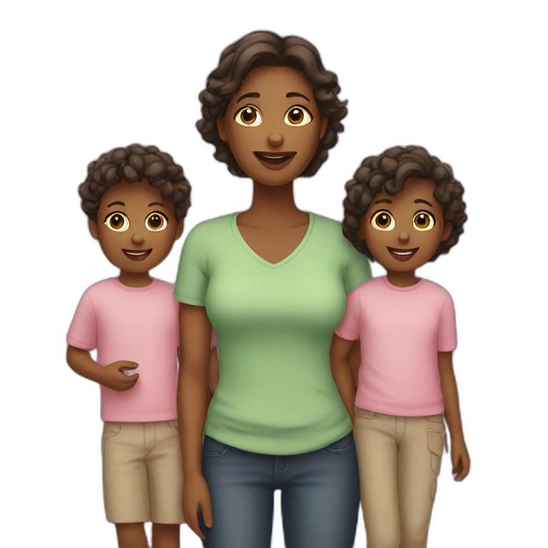 woman with four kids emoji