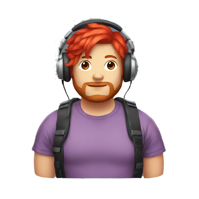 big chunky streamer with headphones red hair emoji