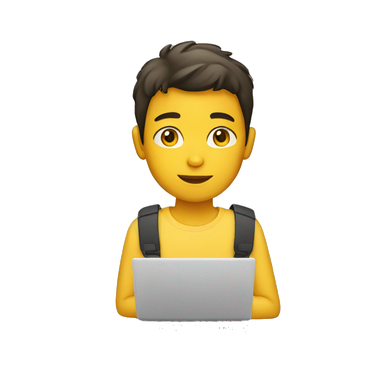 Boy with laptop yellow skin tone emoji