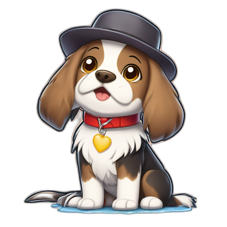brown-eyed dog with heart emoji