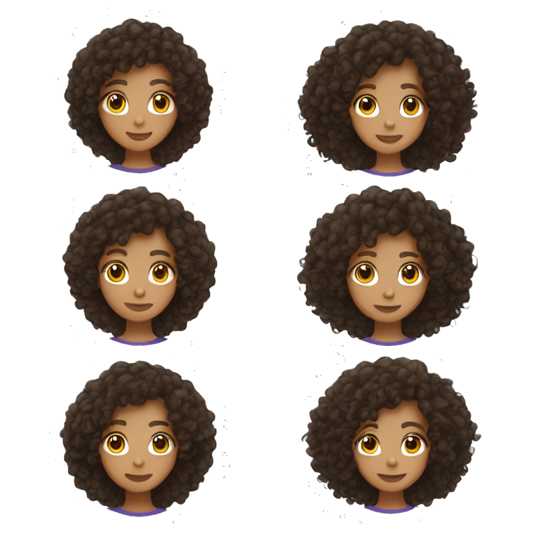 Dark brown Curly hair lightskin teenager  emoji
