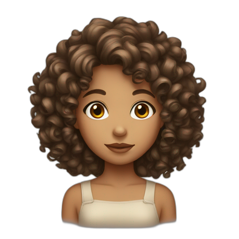 brown eyed girl with a curly hair emoji