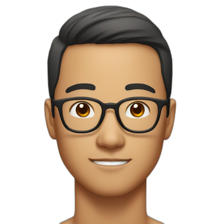 Handsome Asian man wear glasses with brown skin emoji