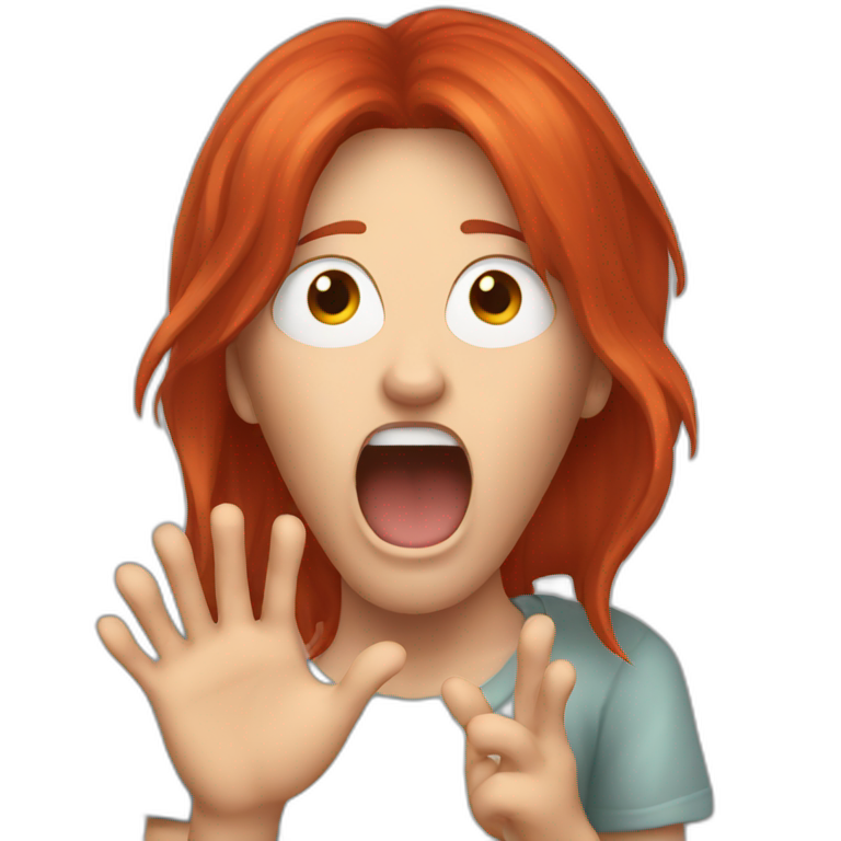 red hair scream hands emoji
