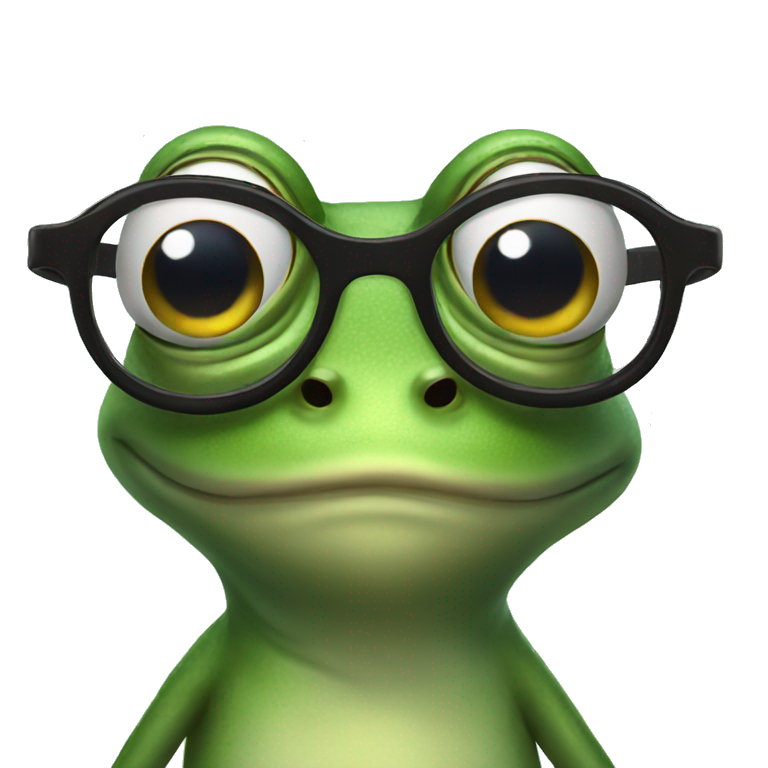 Stressed frog wearing glasses  emoji