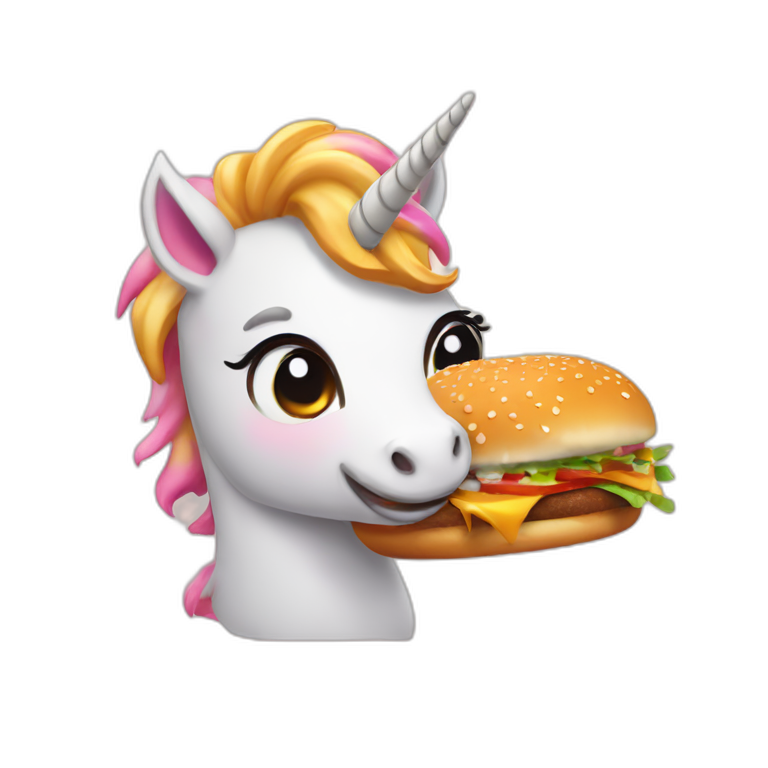 cute unicorn slapped with hamburger emoji