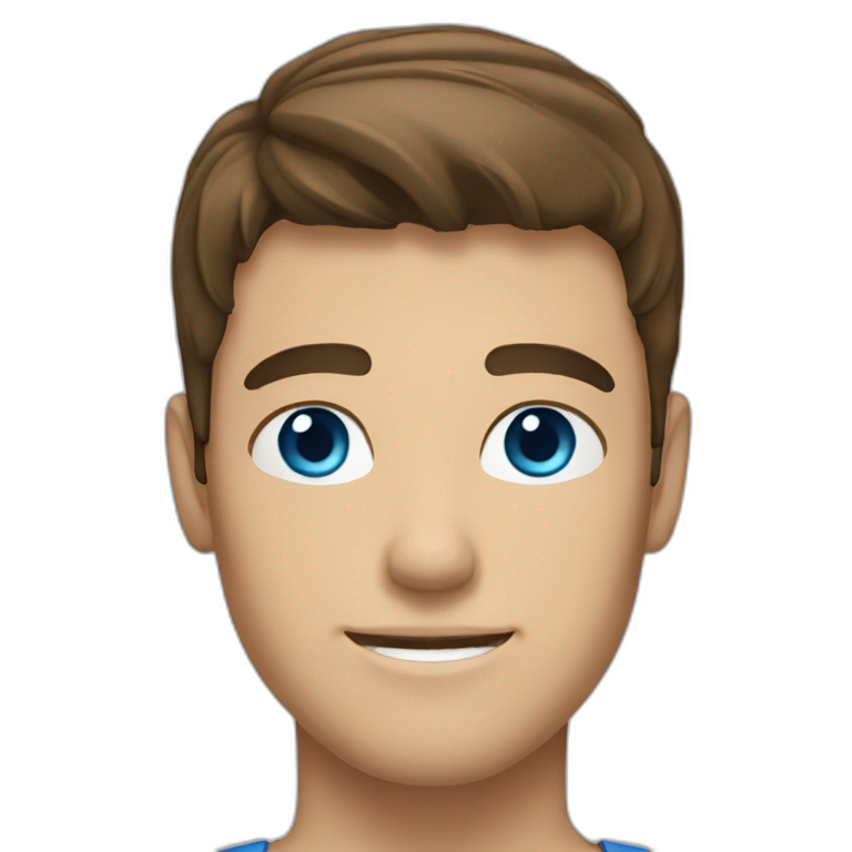 Brunette Guy blue eyes straight hair with light beard emoji
