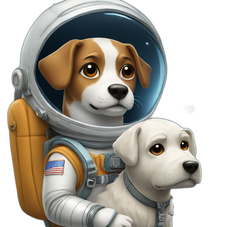astronau with a backpack and a dog emoji