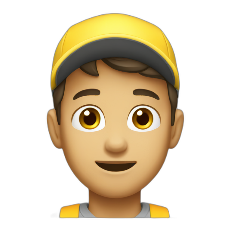 Boy wearing Yellow cap tube salesman emoji