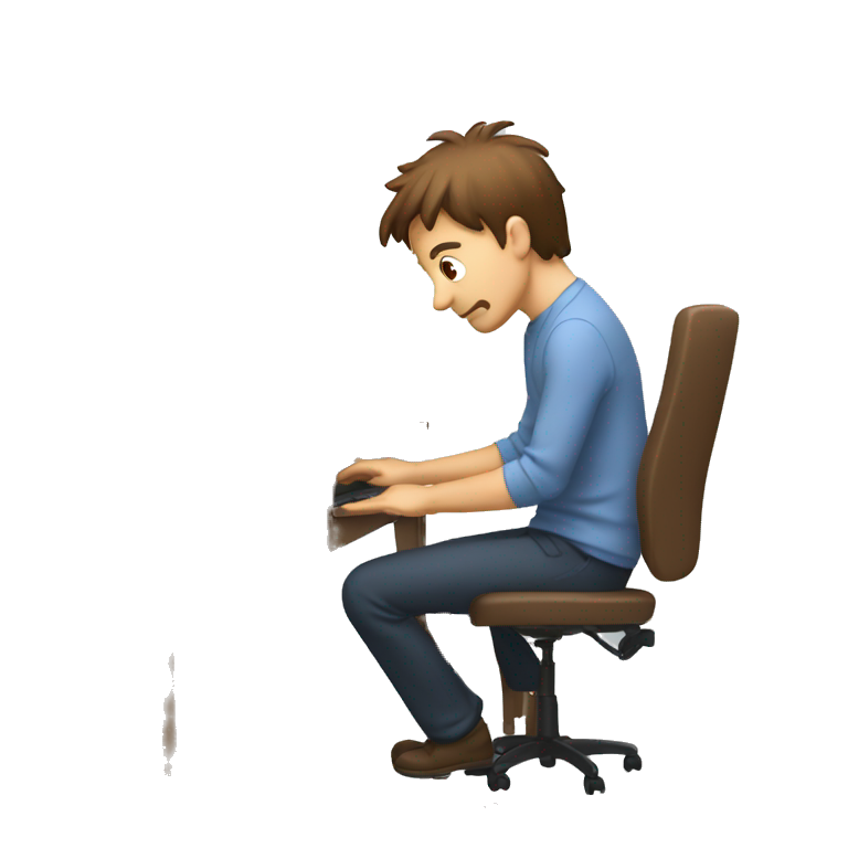 man with brown receding hair playing with a computer emoji