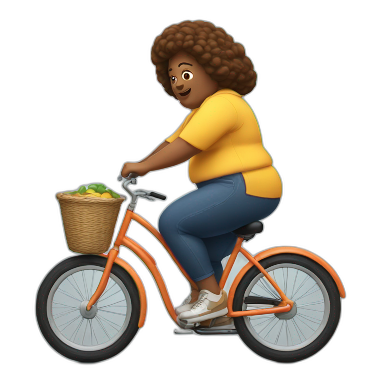 A big woman on a little bicycle emoji AI Emoji Generator