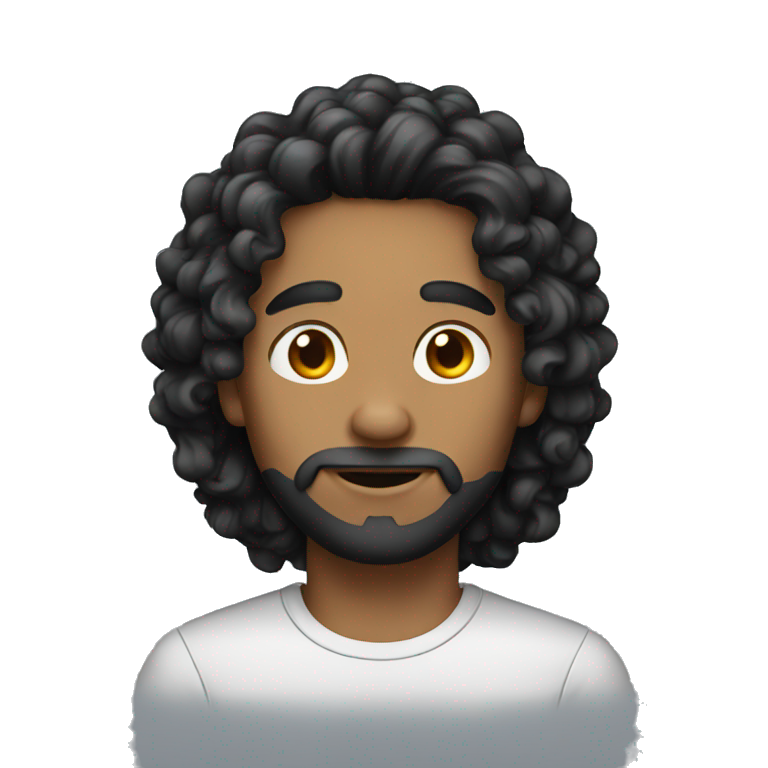 men with curly black long hair emoji