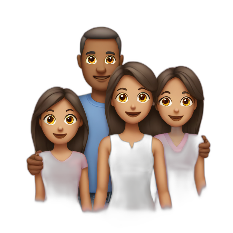 Mum and dad with three girls  emoji