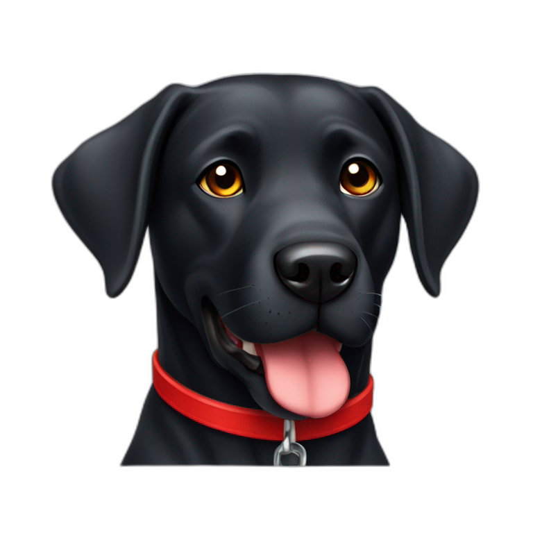 A black dog labrador with a red collar emoji