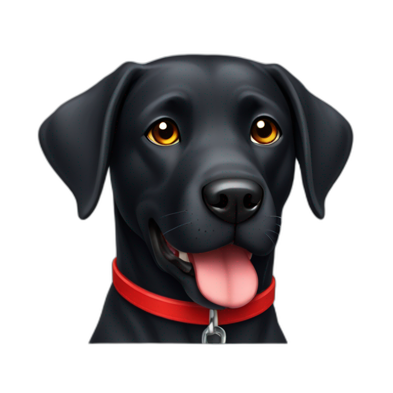 A black dog labrador with a red collar emoji AI Emoji Generator