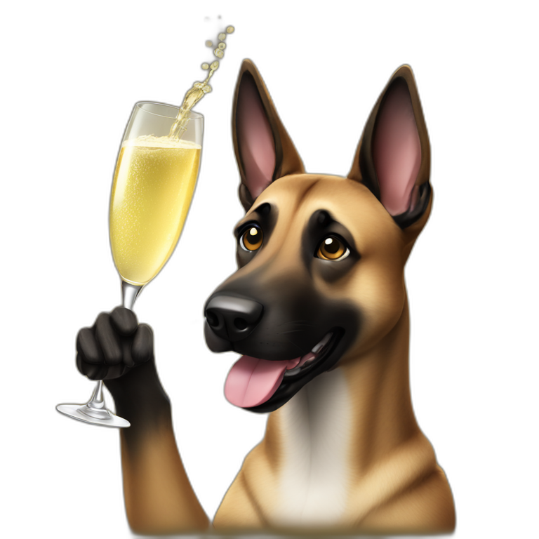 Malinois dog with champagne emoji
